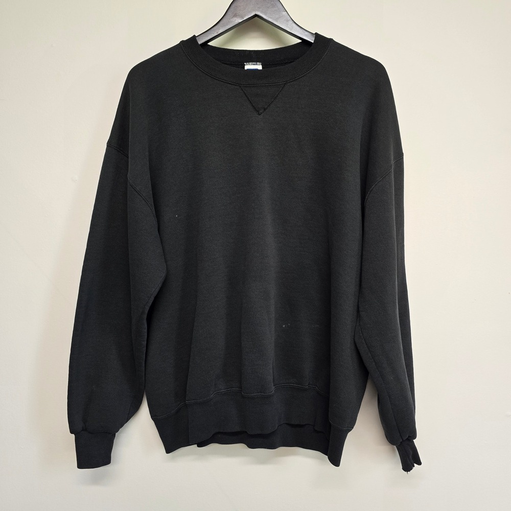 Russell Athletic Sweatshirt Mens XL Black V-Stitch Distressed 90s Streetwear USA